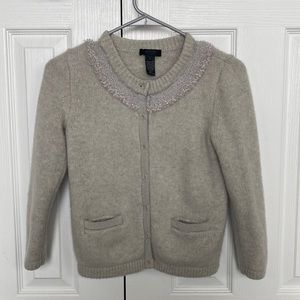 J. Crew Cashmere Button Up Beaded Cardigan Sweater Size Small